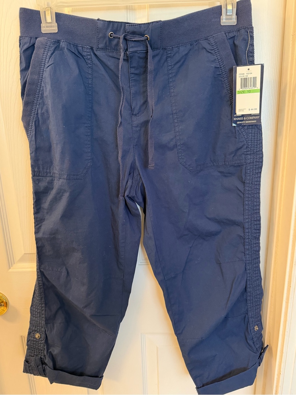 Khakis & Co Stretch Poplin Adj Length Capri Sz 10 NWT